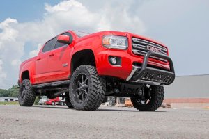 GMC Canyon Bull Bar - Front - Rough Country - 3-inch Diameter, Corrosion Resistant - Black - '15-'24